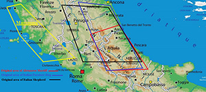 area di riproduzione e diffusione originaria delle tre razze 